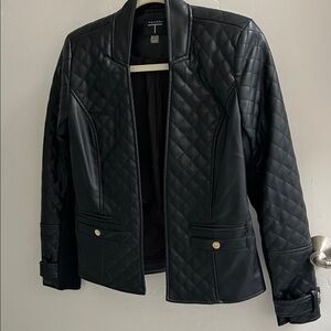 Tahari Women's Black Quilted Leather Jacket
